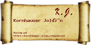 Kornhauser Jolán névjegykártya